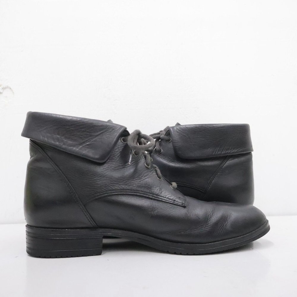Colorado Womens Black Lace Up Leather Boots 9M Ankle Bootie Granny Prairie Goth